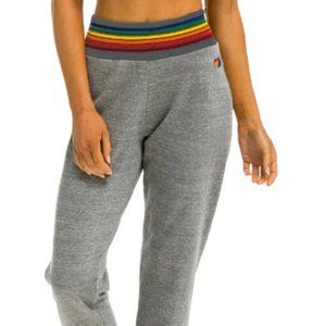 Aviator Nation Rainbow Rib Pocket Sweatpants - HEATHER GREY